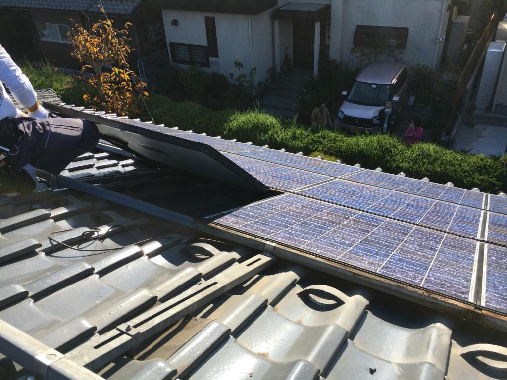 施工事例 ： 太陽光発電システムの撤去工事 | 滋賀県で太陽光発電・ソーラーシェアリングなら大西デンキシステム